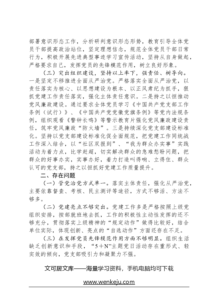 2023年度统战部党支部书记抓基层党建工作述职报告.docx，第3页预览