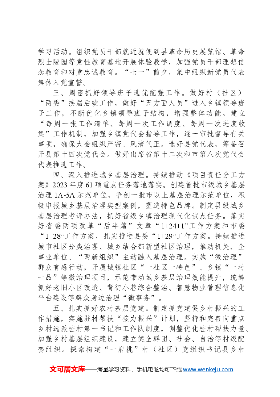 2024年某县基层党建工作要点.docx，第2页预览