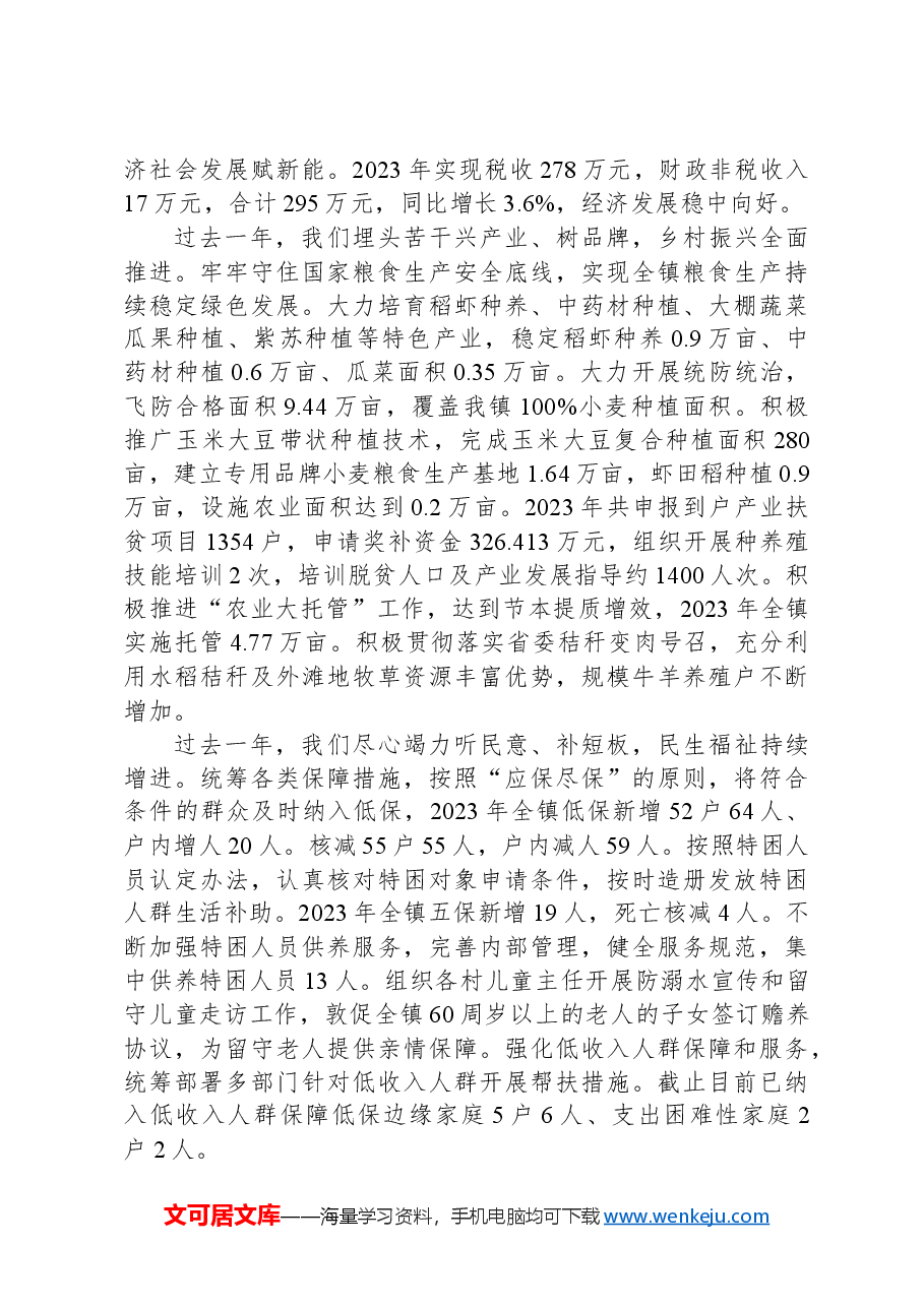 2023年洪河桥镇政府工作报告.docx,第2页预览