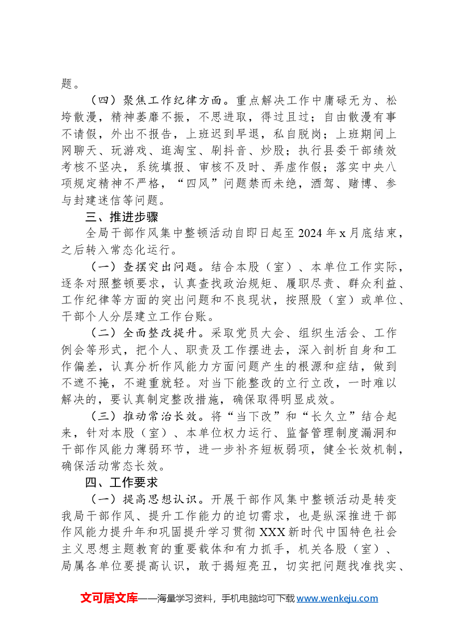 某局开展干部作风集中整顿活动实施方案.docx，第2页预览