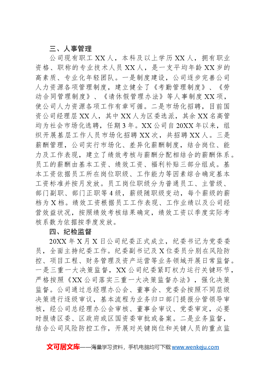 XX国企投融资及财务监管座谈会汇报材料.docx,第3页预览