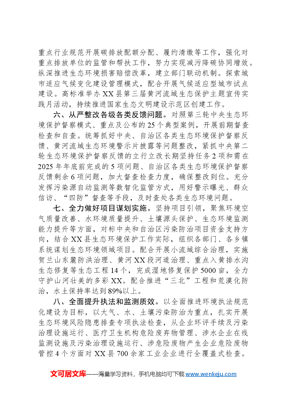 2024年XX市生态环境局XX分局生态环境工作要点.docx，第4页预览