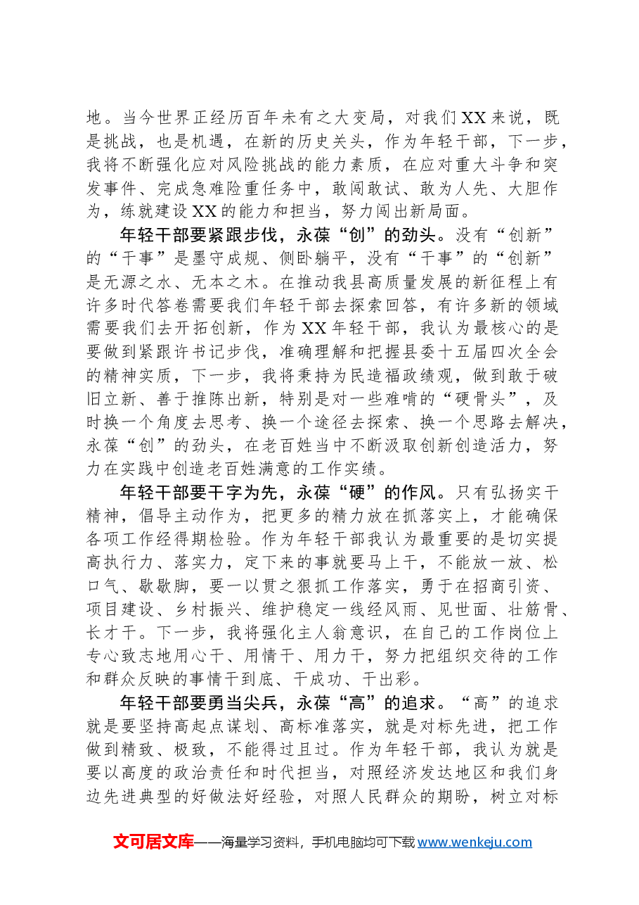 （7篇）年轻干部座谈会发言摘编汇编.docx，第4页预览