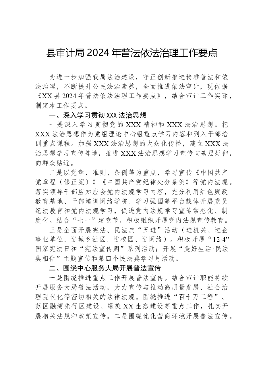 县审计局2024年普法依法治理工作要点.docx，第1页预览