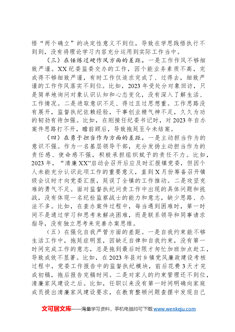 乡镇纪委书记主题教育暨教育整顿专题组织生活会发言提纲.docx,第2页预览