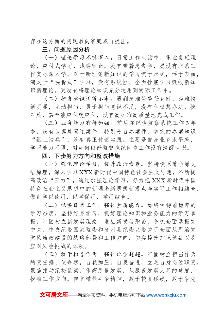 乡镇纪委书记主题教育暨教育整顿专题组织生活会发言提纲.docx,第3页预览