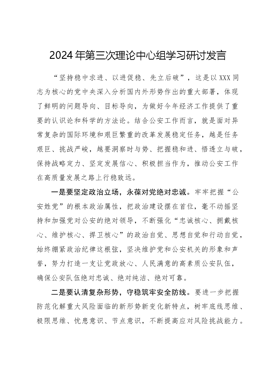 2024年公安局副局长第三次中心组理论发言.doc，第1页预览