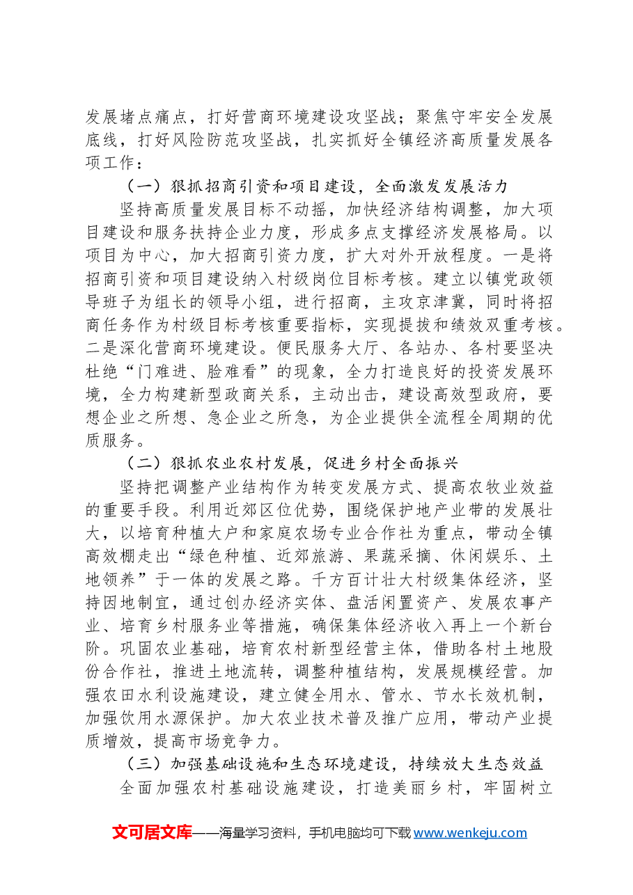 镇长在全镇经济工作会议上的讲话.docx,第4页预览