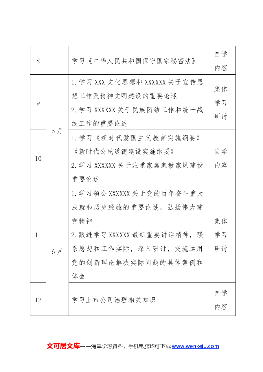 2024年要点党总支理论学习中心组学习计划表要点.docx，第3页预览