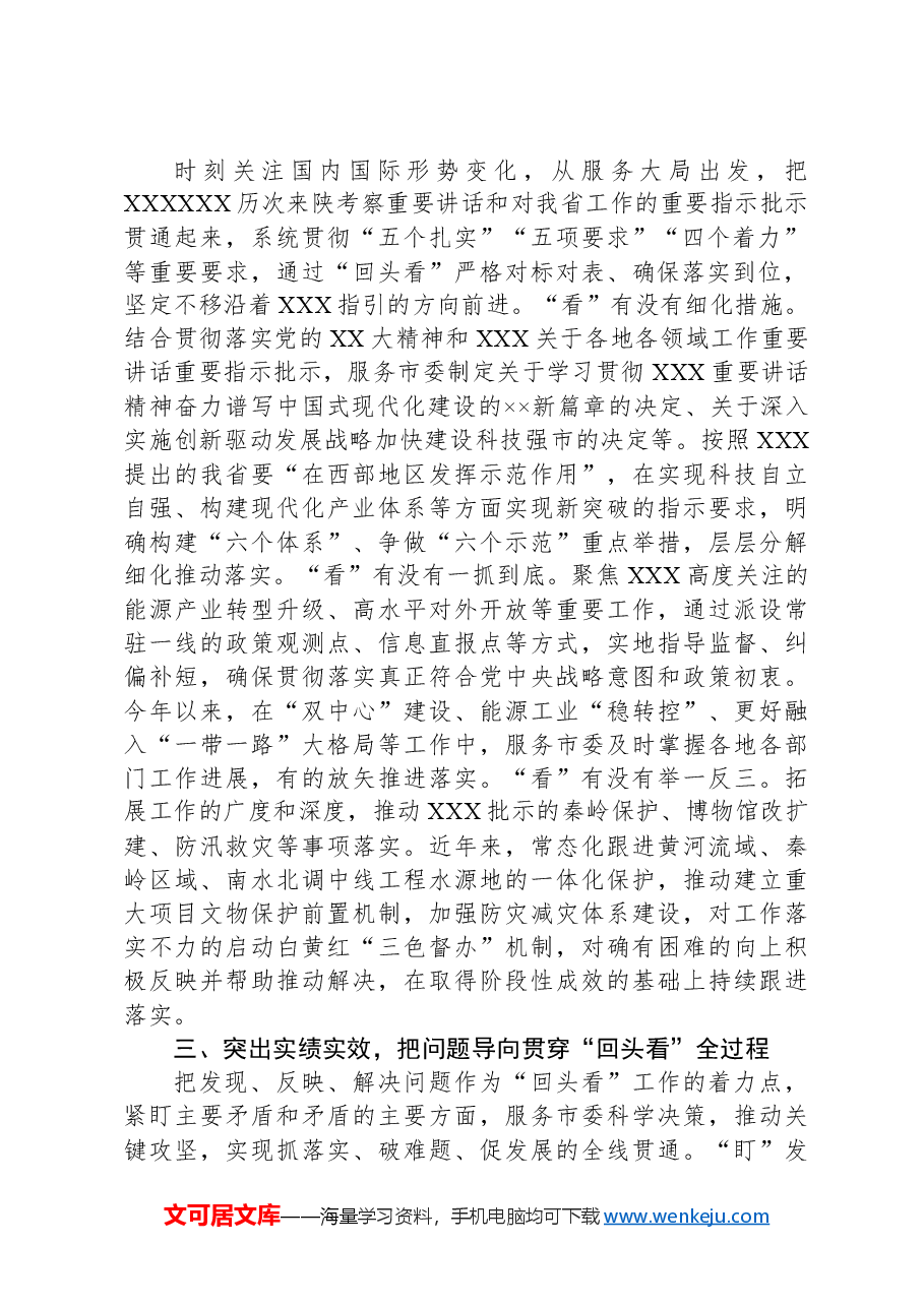 市委办关于“回头看”工作进展情况汇报.docx,第2页预览