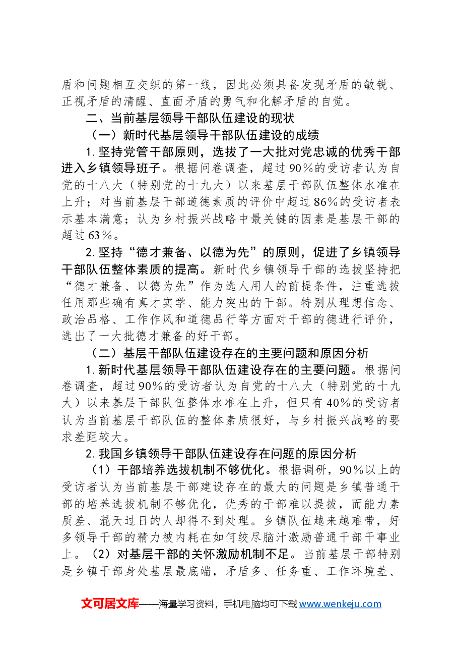 xxx市全面推进乡村振兴干部队伍建设调研报告.docx，第3页预览