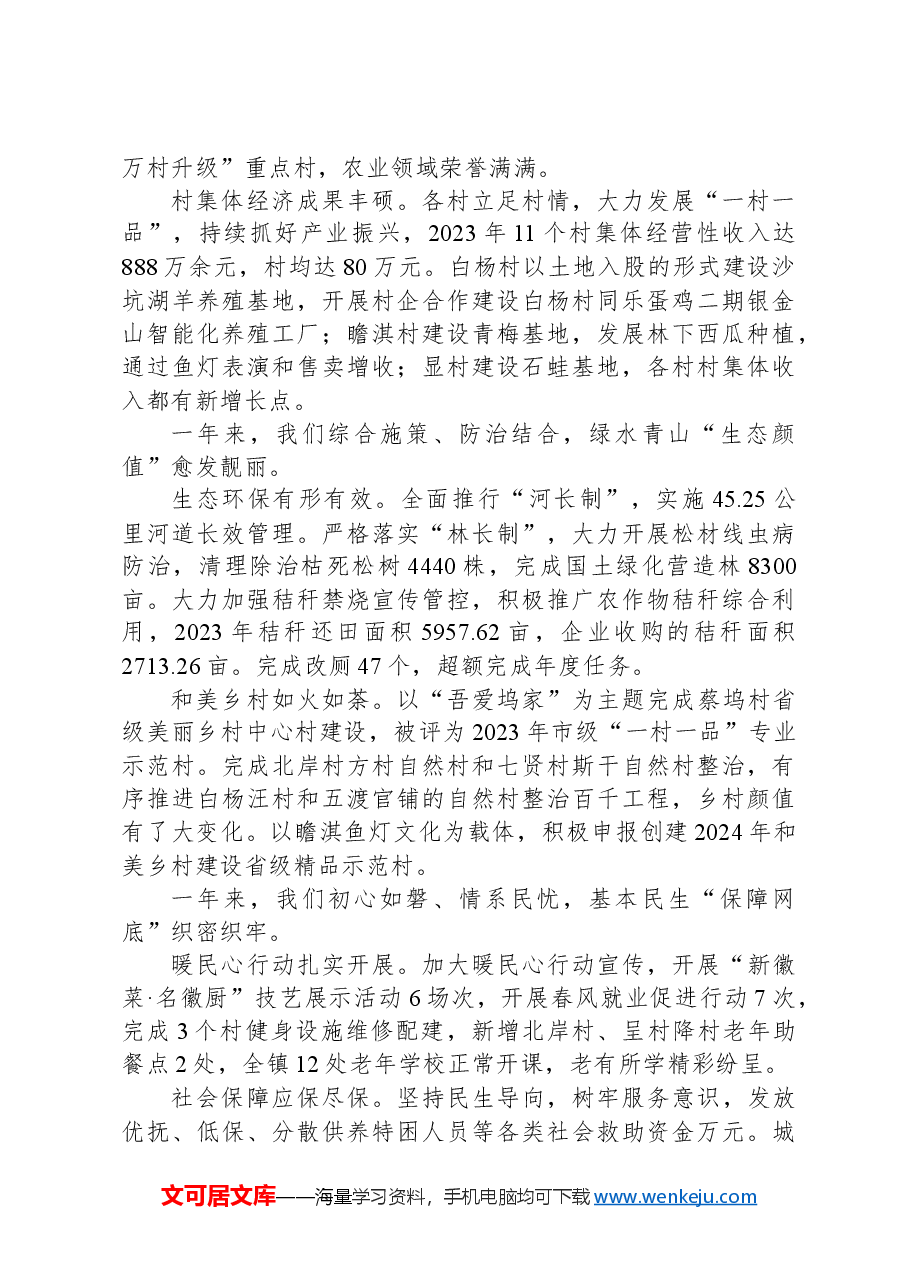 2024年北岸镇政府工作报告.docx,第3页预览