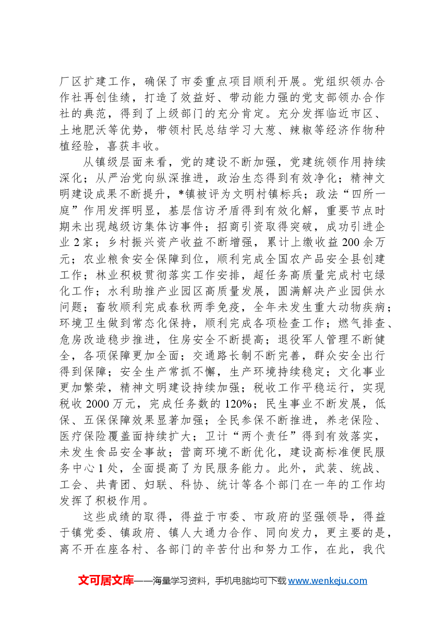 乡镇书记在经济工作会上的报告.docx,第2页预览