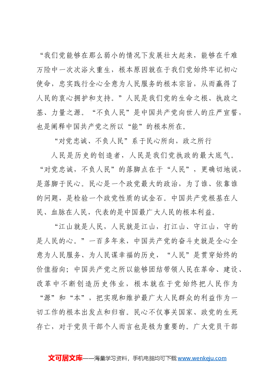 【党课讲稿】深刻领悟“对党忠诚、不负人民”的伟大精神内涵.docx,第3页预览