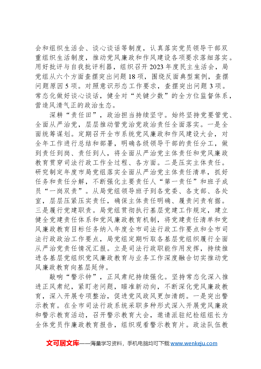 在2024年市直机关全面从严治党工作推进会上的汇报发言.docx,第2页预览