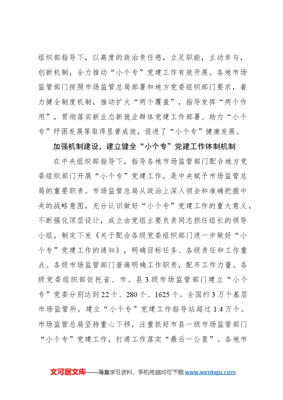 扎实开展“小个专”党建工作引领高质量发展工作报告.docx，第2页预览