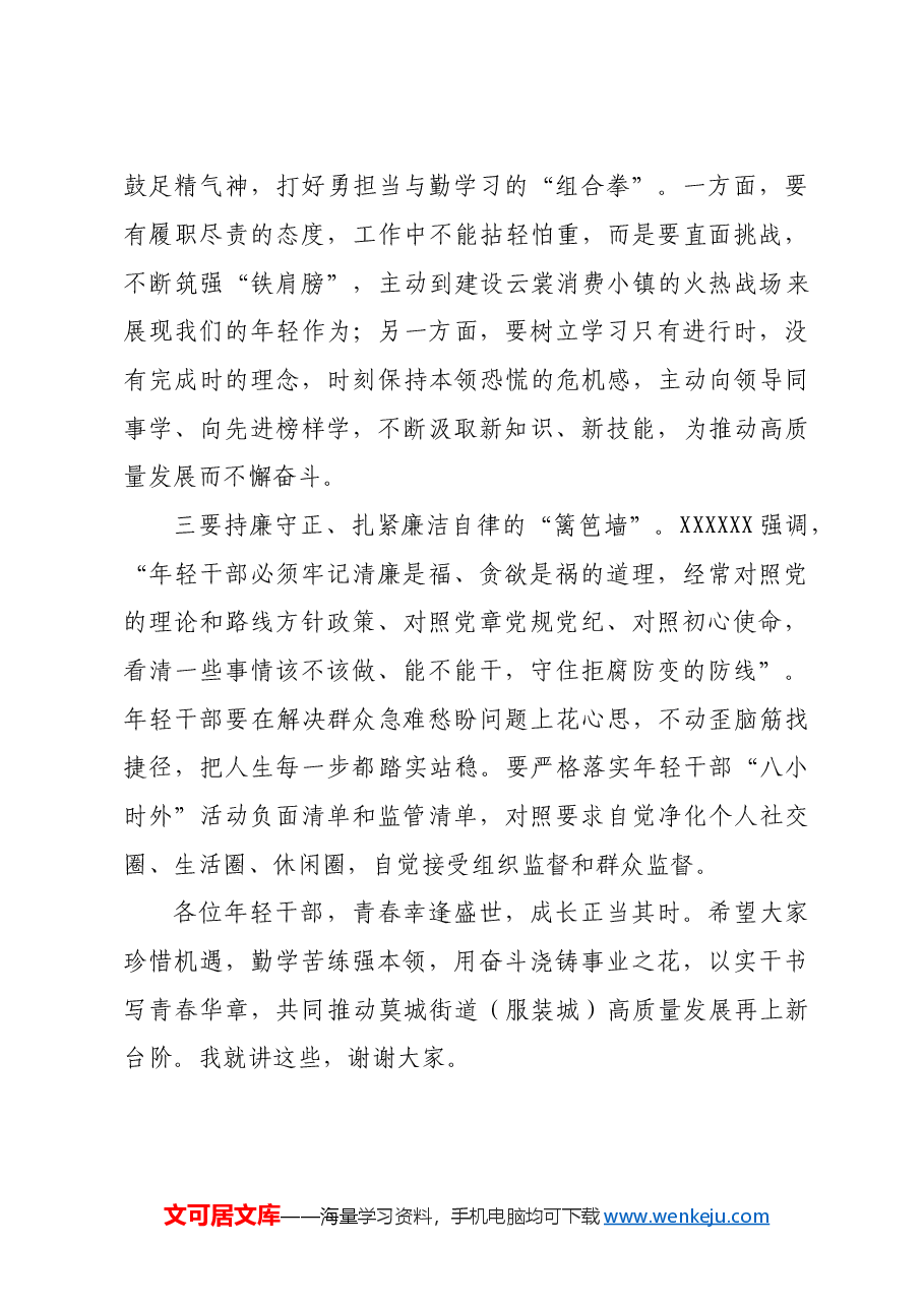 在年轻干部述职述廉述学活动上的讲话提纲.doc,第2页预览