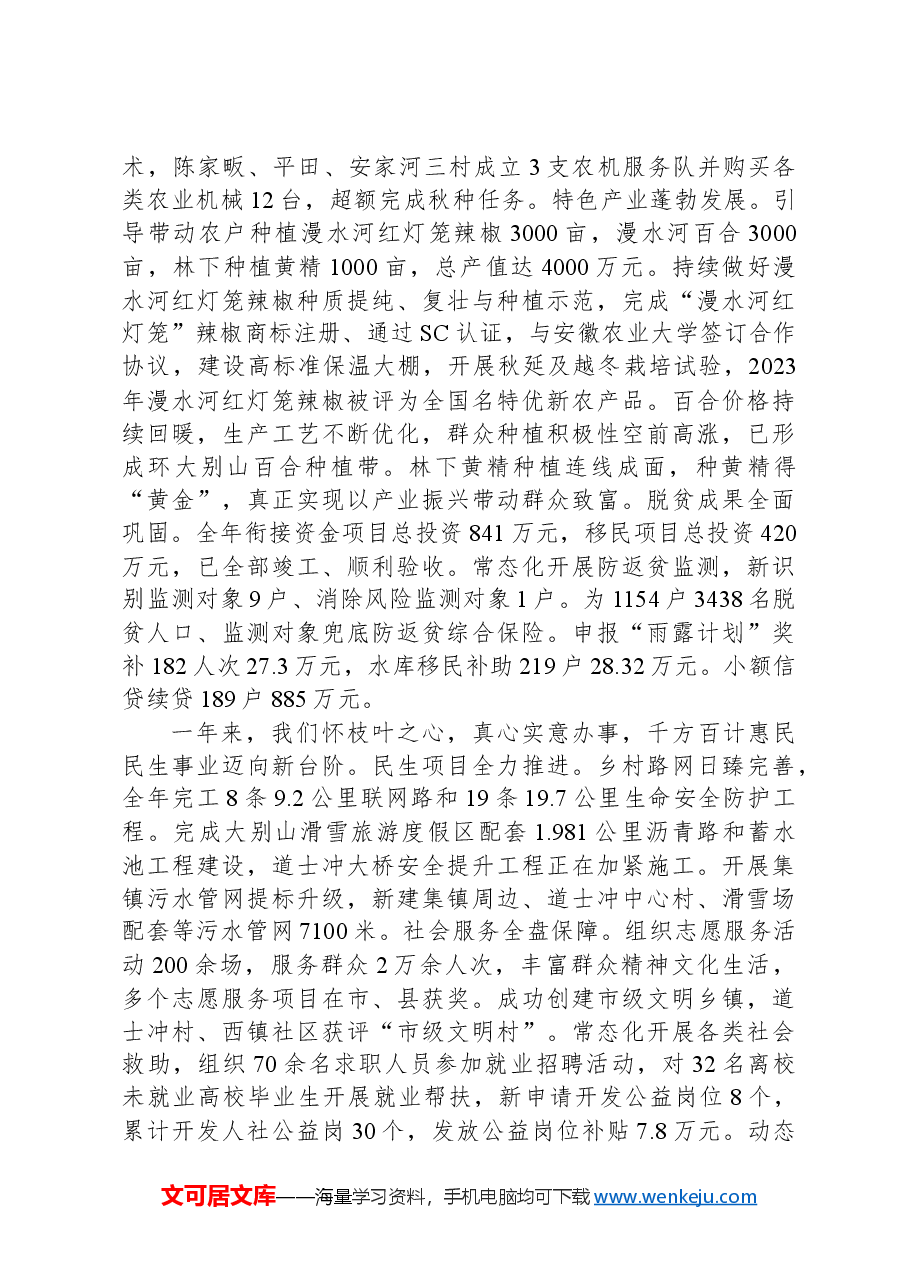 2024年漫水河镇政府工作报告.docx，第3页预览