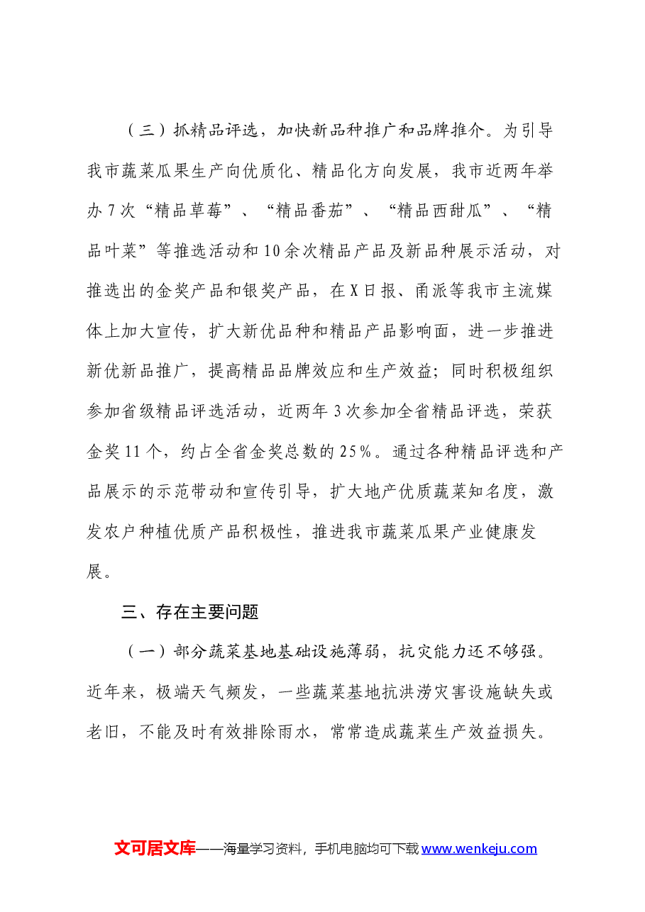 市蔬菜生产情况专题报告.docx，第4页预览