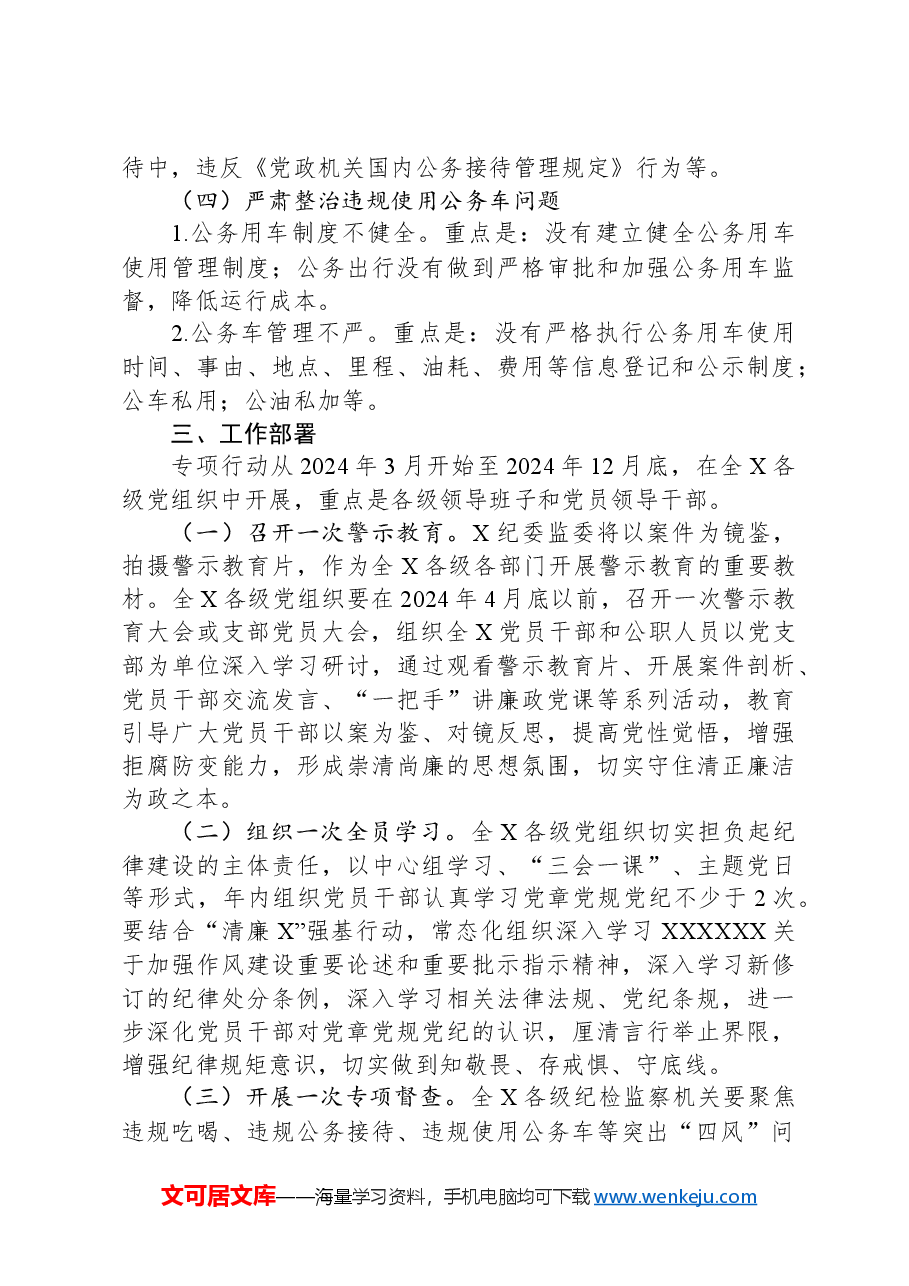 县2024年度正风肃纪专项行动方案.docx,第3页预览
