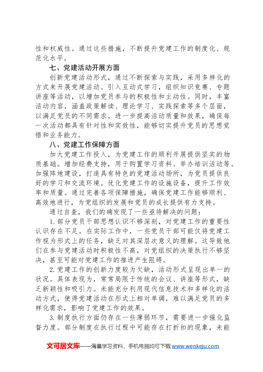 2024年党建工作自查报告.docx，第3页预览