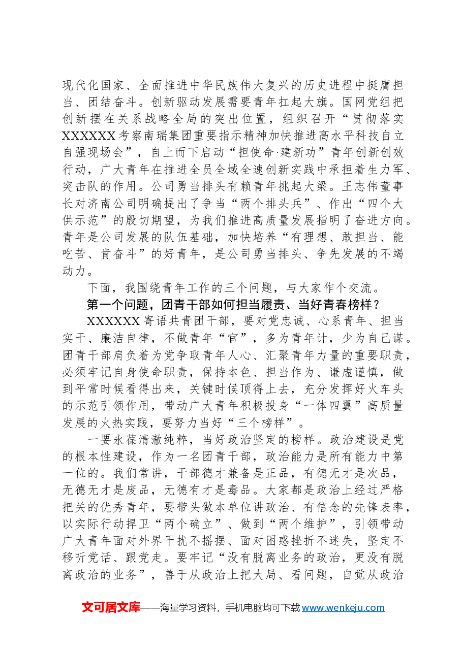 国有企业团青干部座谈会上的讲话.docx,第2页预览