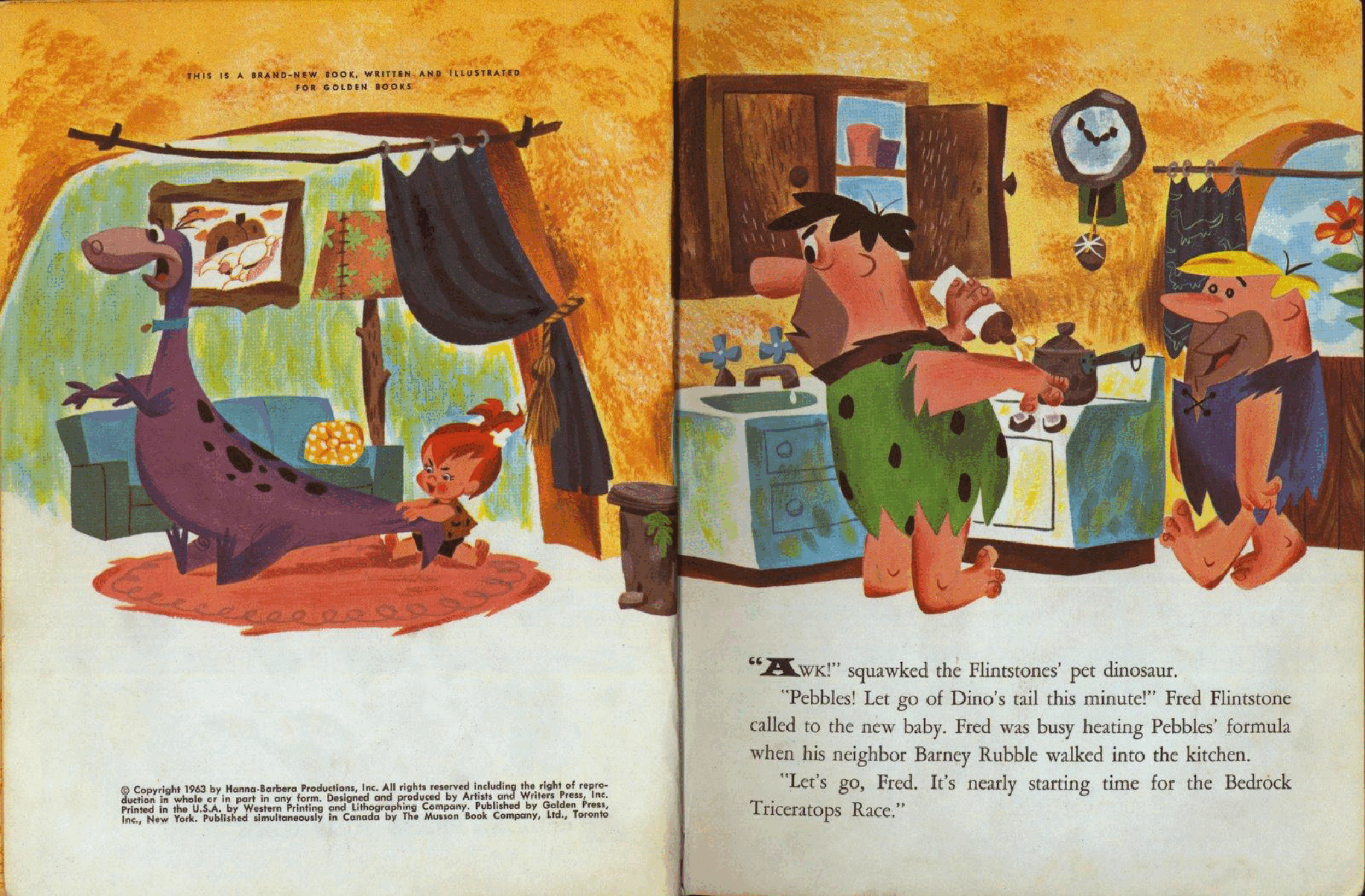 英文绘本:Little Golden Book #0531 - Hanna-Barbera Pebbles Flintstone (1963) .pdf,第3页预览