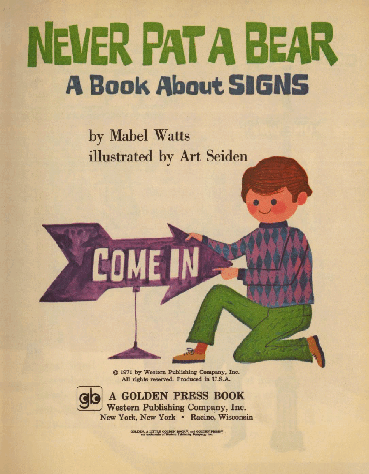 Little Golden Book 0105 - Never Pat a Bear - A Book About Signs.pdf,第2页预览