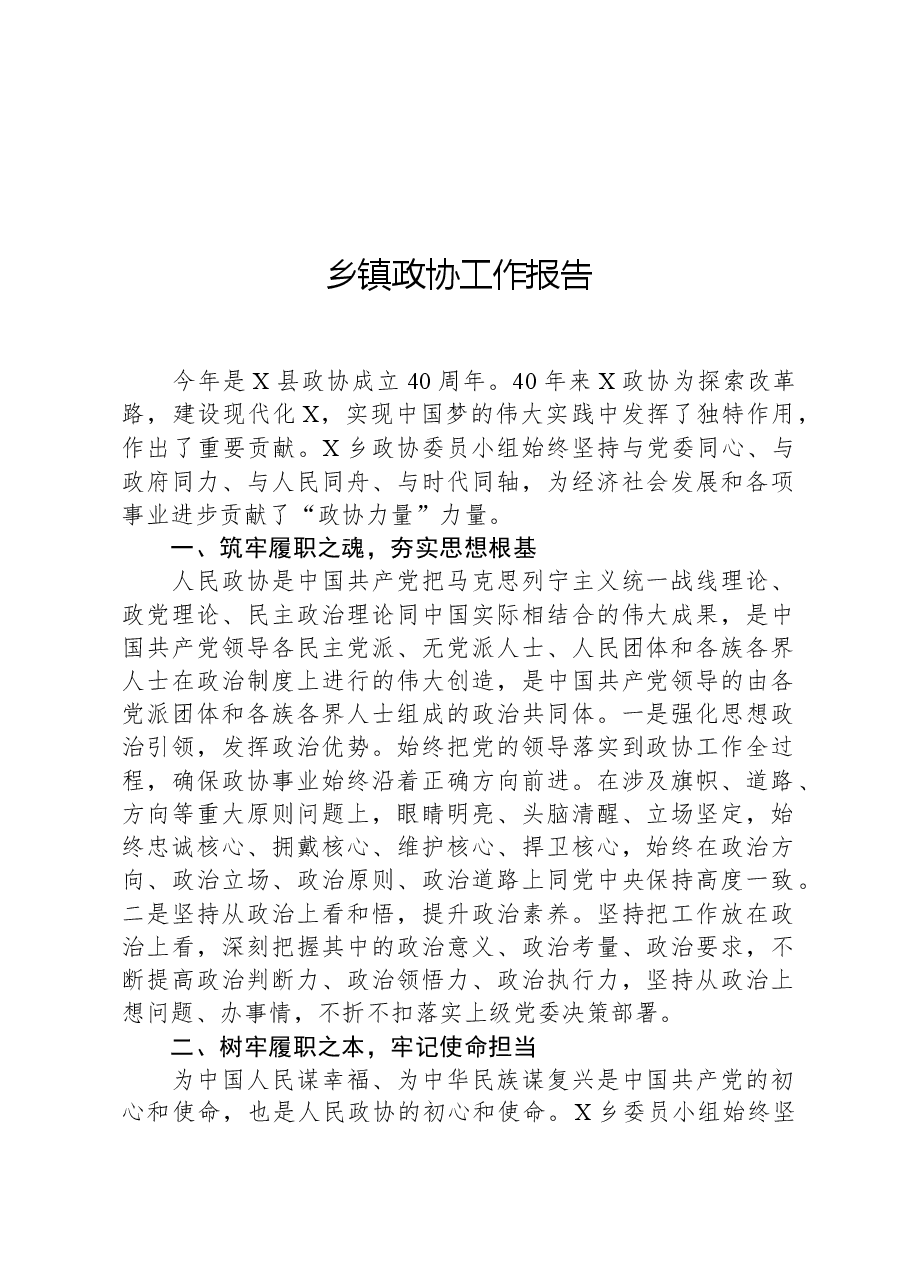 乡镇政协工作报告.docx,第1页预览