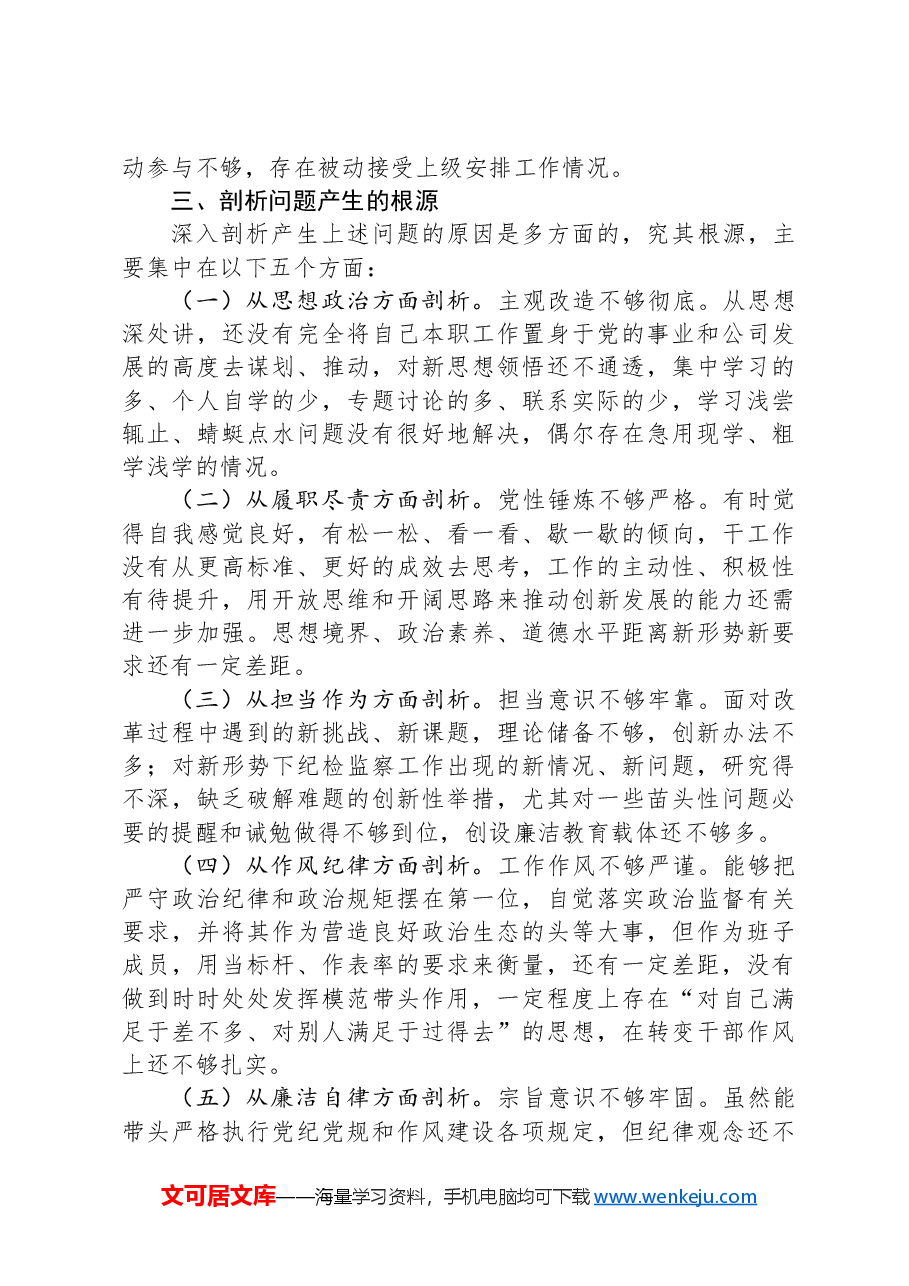 国企党委副书记关于“一案一整改”专题民主生活会个人发言提纲.docx,第4页预览