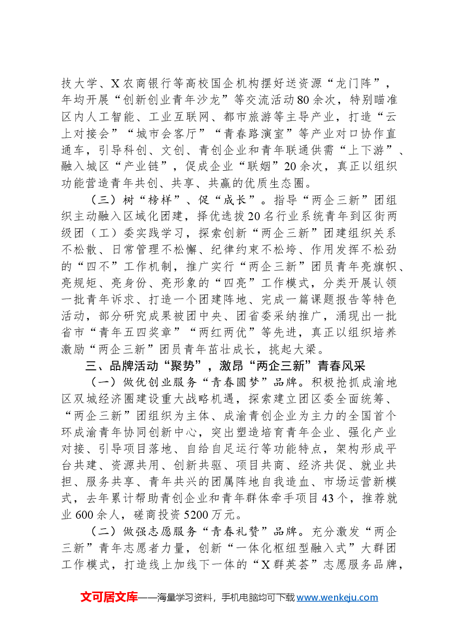 团区委在市团委“两企三新”团建工作座谈会上的交流发言.docx,第3页预览