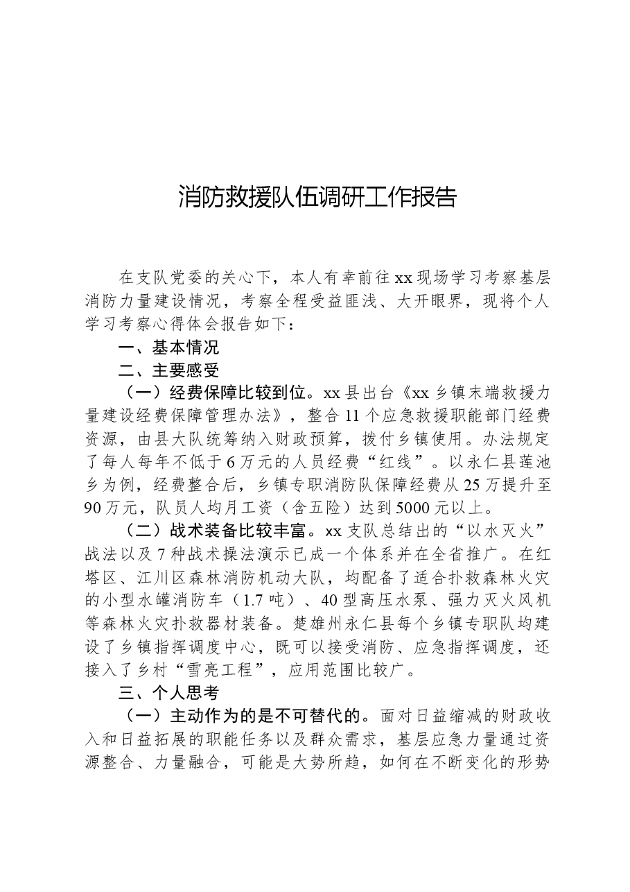 消防救援队伍调研工作报告.docx，第1页预览
