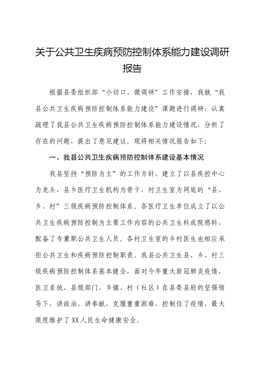 公共卫生疾病预防控制体系能力建设调研报告.docx，第1页预览