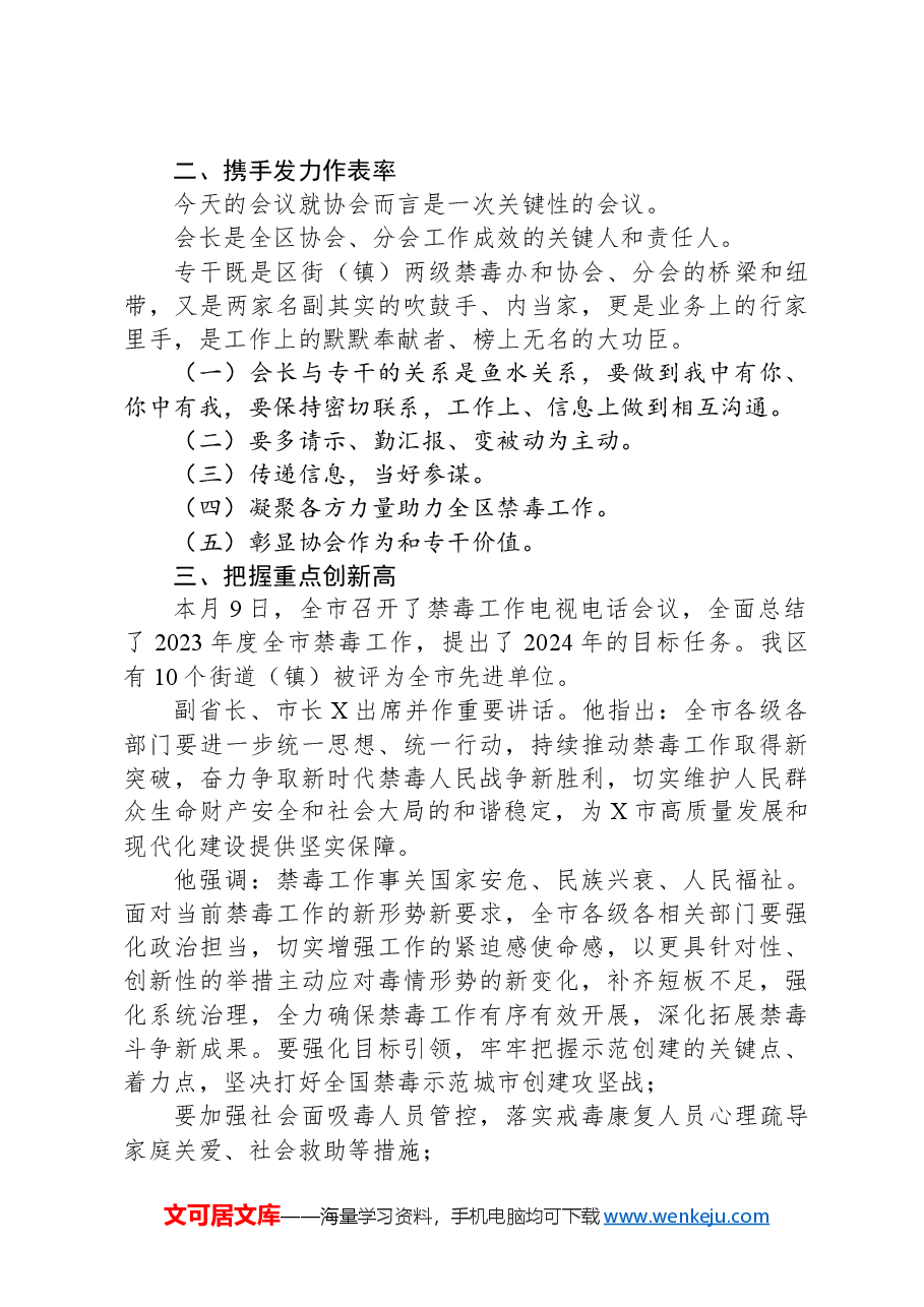 在某新区社会禁毒协会2024年度街道(镇)分会会长、专干工作推进会议上的讲话.docx,第3页预览