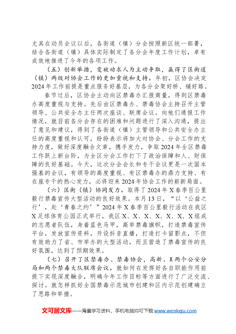 在某新区社会禁毒协会2024年度街道(镇)分会会长、专干工作推进会议上的讲话.docx,第2页预览