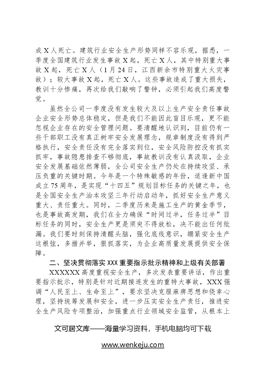 党委书记在2024年二季度安全生产视频会议上的讲话.docx,第2页预览
