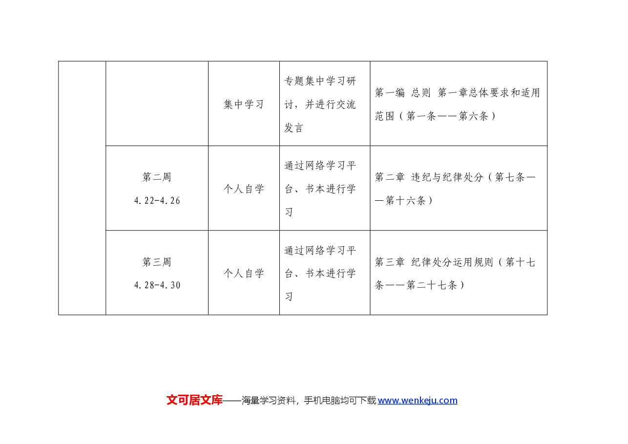 2024年党支部党纪教育学习计划表要点.docx,第2页预览