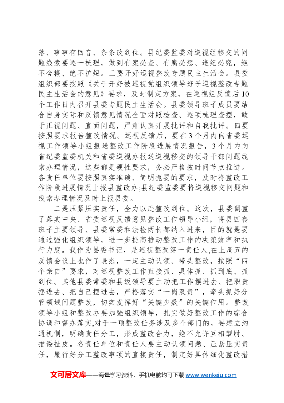 在县巡视整改工作会议上的讲话.docx,第2页预览