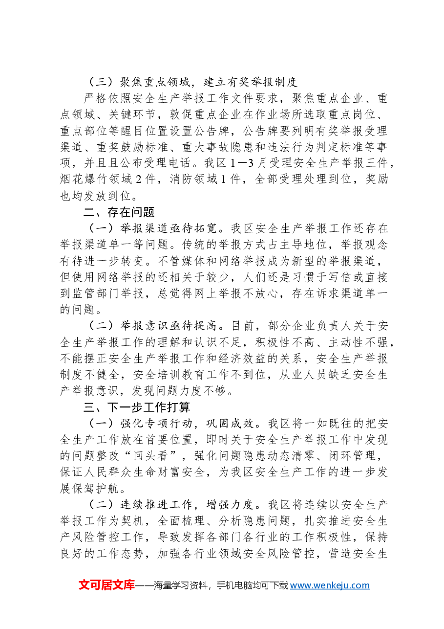 X区安全生产举报工作小结.docx，第2页预览