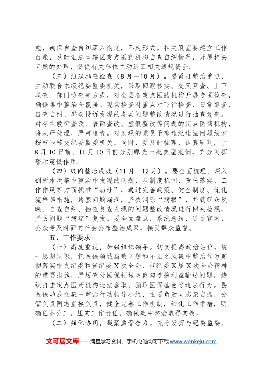 X县医疗保障局医保领域腐败问题和不正之风集中整治方案.docx,第3页预览