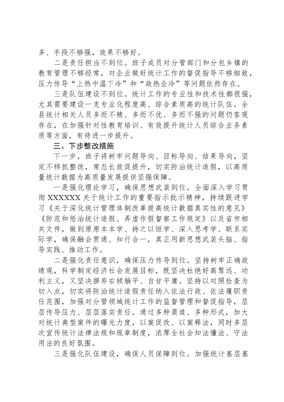 班子防治统计造假专题民主生活会对照检查材料.docx,第3页预览