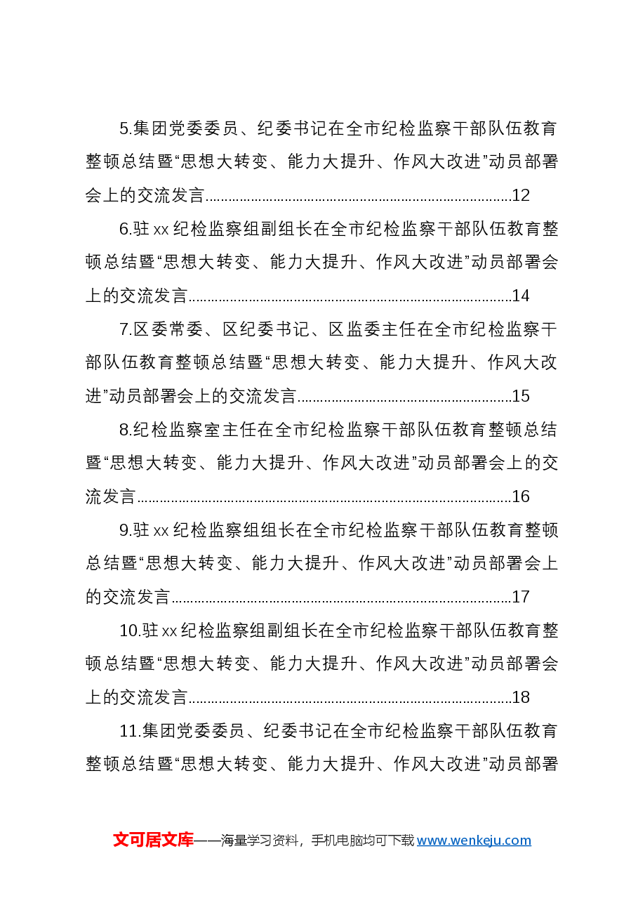 (24篇)在全市纪检监察干部队伍教育整顿总结暨“思想大转变、能力大提升、作风大改进”动员部署会上的交流发言材料汇编.docx,第2页预览