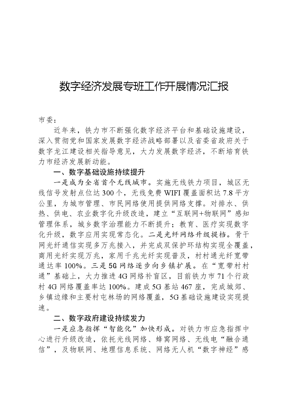 数字经济发展专班工作开展情况汇报.docx,第1页预览