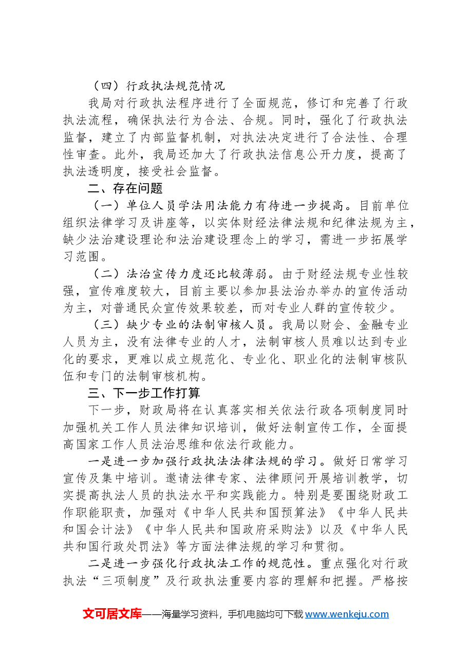 X县财政局关于行政执法领域突出问题专项整治工作开展情况的报告.docx,第2页预览
