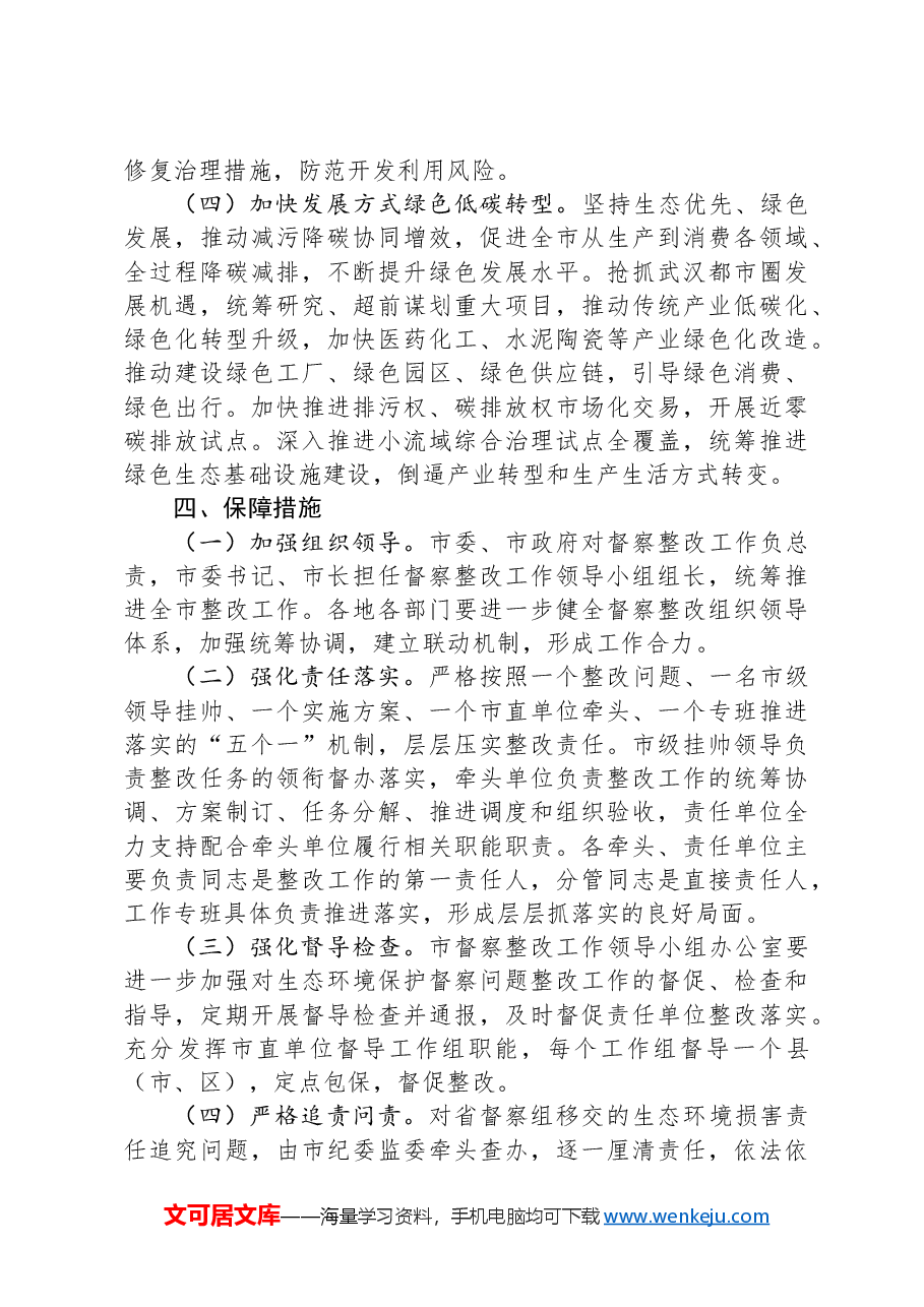 X市贯彻落实第二轮省生态环境保护督察报告整改方案.docx，第4页预览
