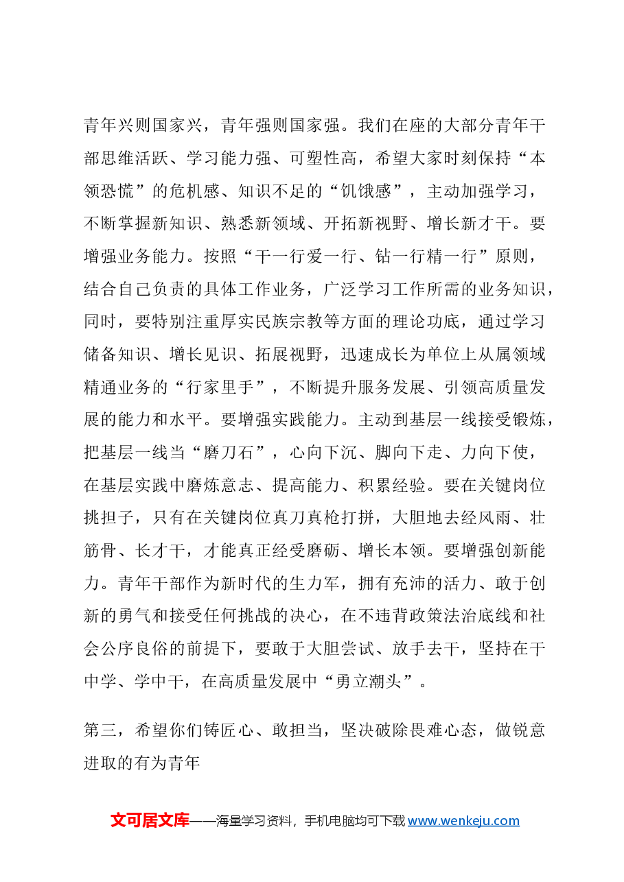 县委书记在青年干部工作会议上的讲话.doc,第3页预览