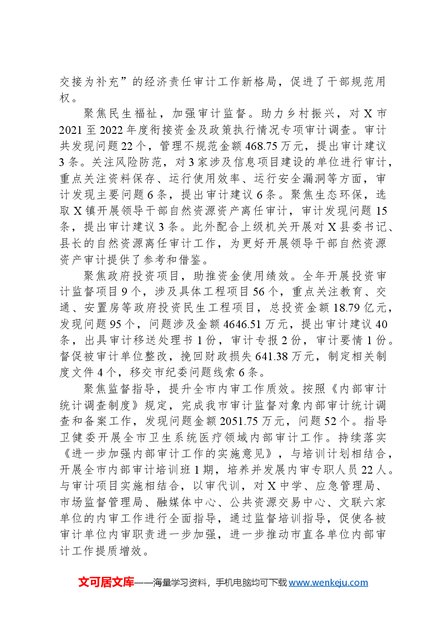 2023年度X市审计工作总结.docx,第4页预览