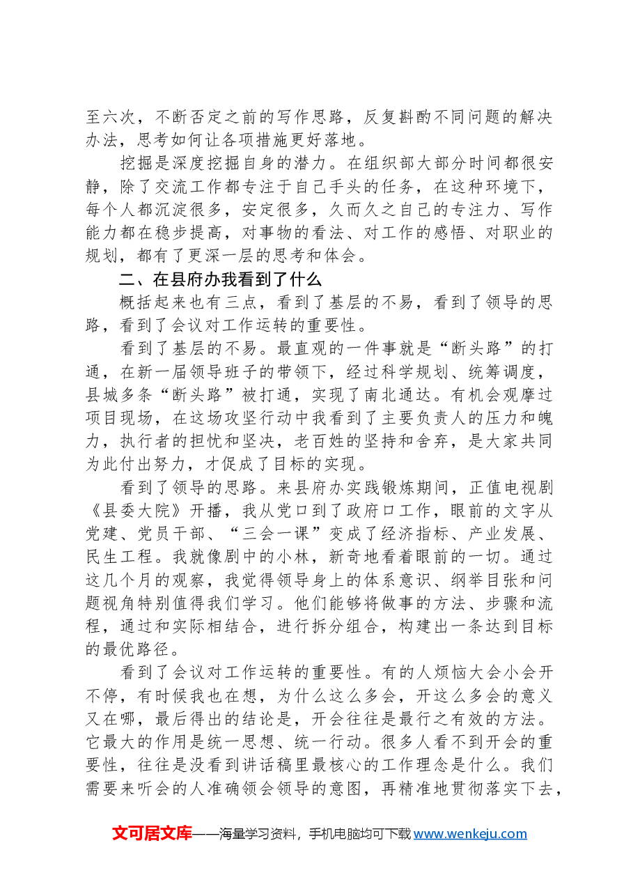 选调生刚到县府办的感悟.docx，第2页预览