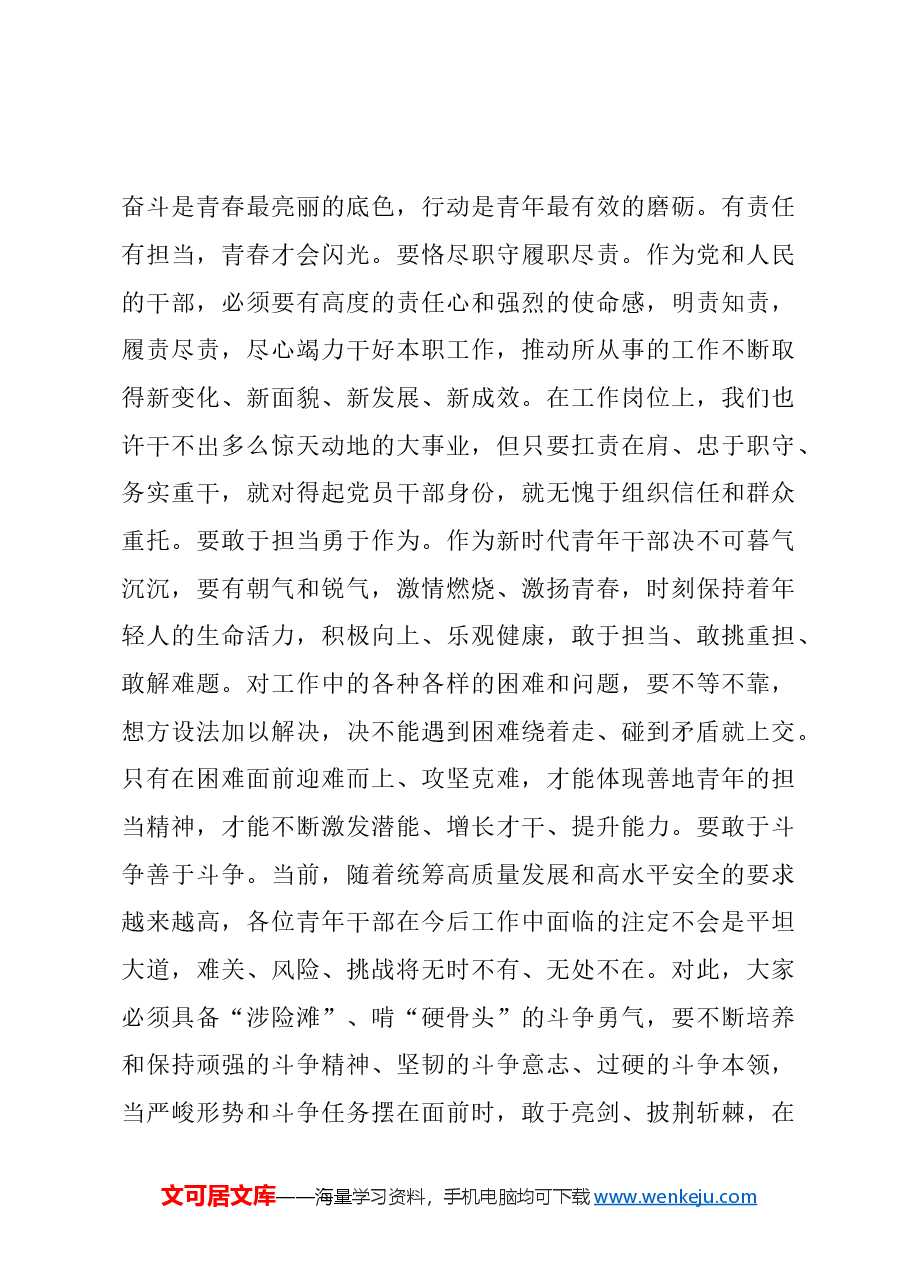县委书记在青年干部工作会议上的讲话.doc,第4页预览