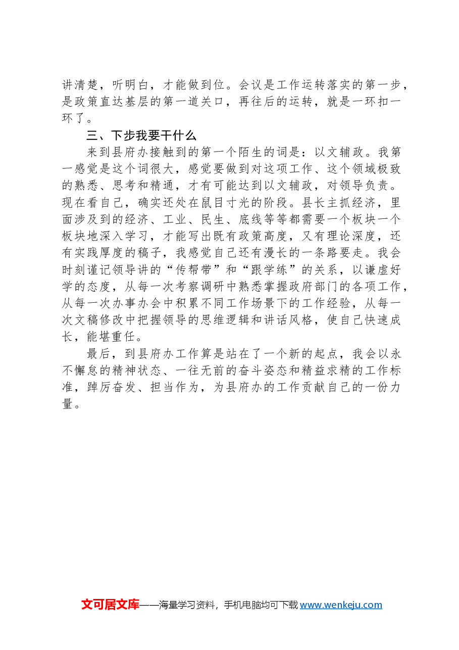 选调生刚到县府办的感悟.docx，第3页预览